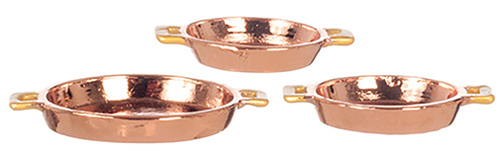 Copper Casseroles Set, 3 pc.